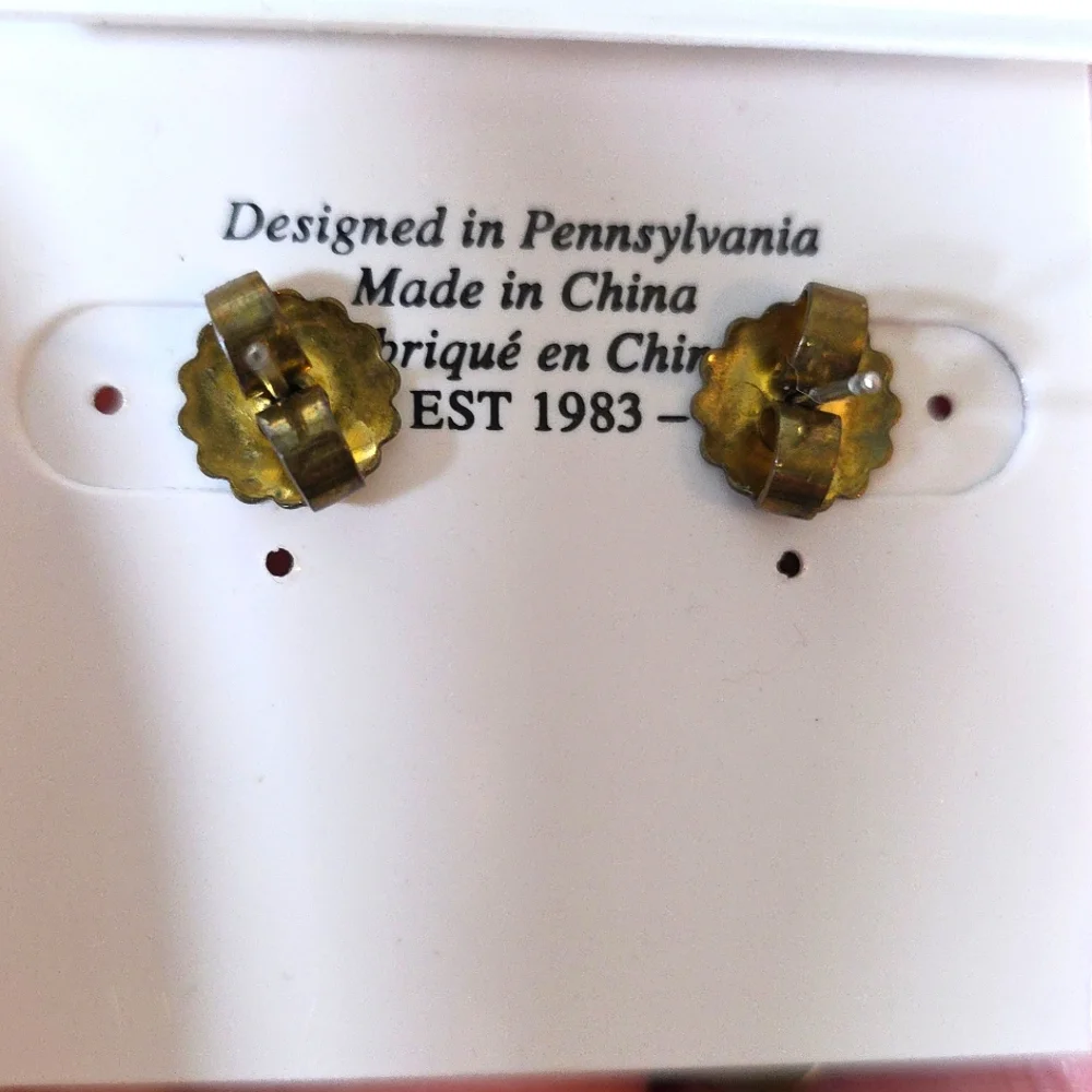 Sorrelli Blue and Gold Earrings - Picture 2 of 4